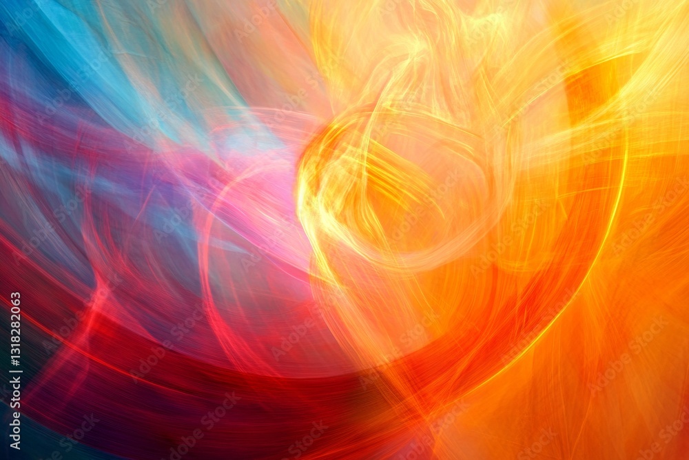 Poster a stunning abstract composition featuring vibrant swirls of colorful light. the dynamic flow creates