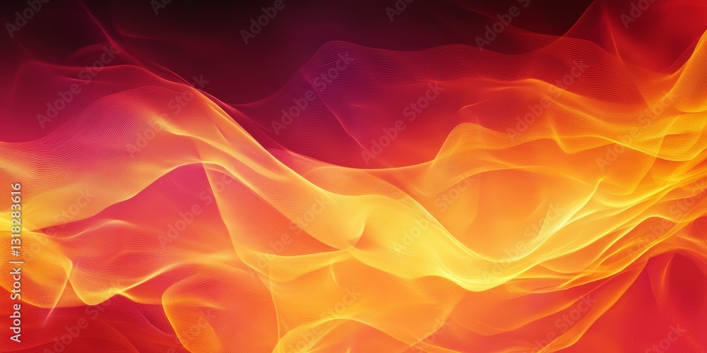 Poster this stunning abstract image features vibrant red and orange flames flowing in soft waves. it create
