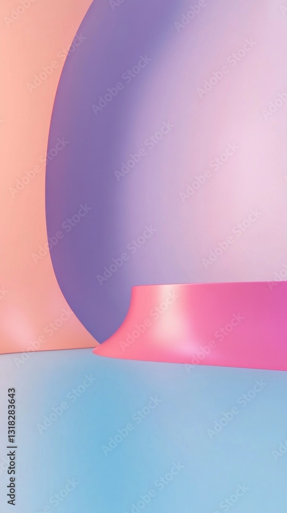 Poster soft pastel hues blend seamlessly in an ethereal space, where shapes intertwine and whisper timeless