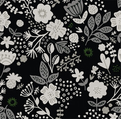 Floral seamless pattern with blossom flowers