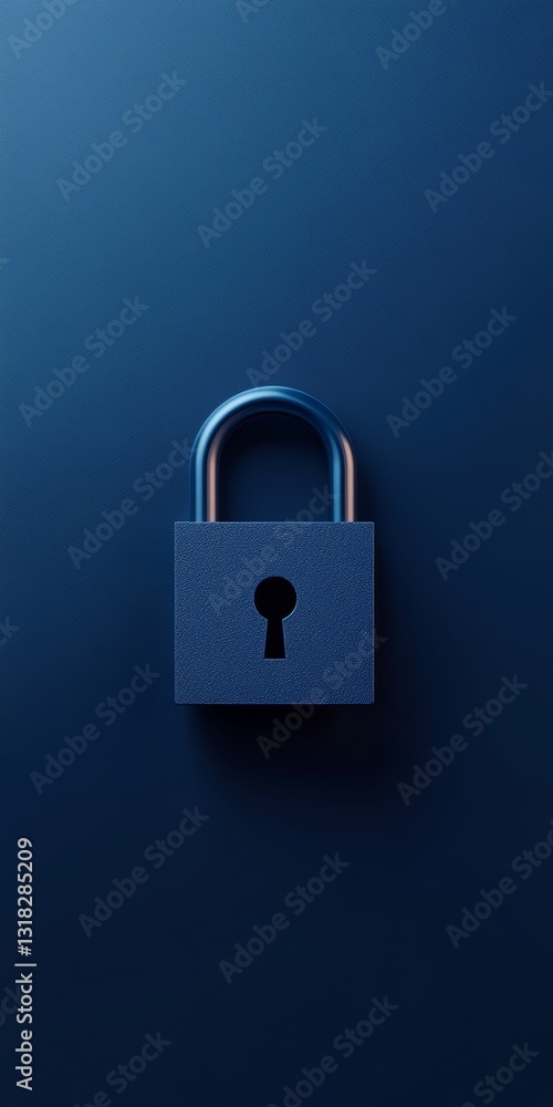 Poster this image features a modern blue padlock set against a dark background. the simplistic design highl