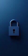 Fototapeta premium This image features a modern blue padlock set against a dark background. The simplistic design highlights the keyhole, symbolizing security and privacy.