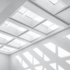 Fototapeta premium White room with a lot of windows and a lot of light. The room is very bright and airy