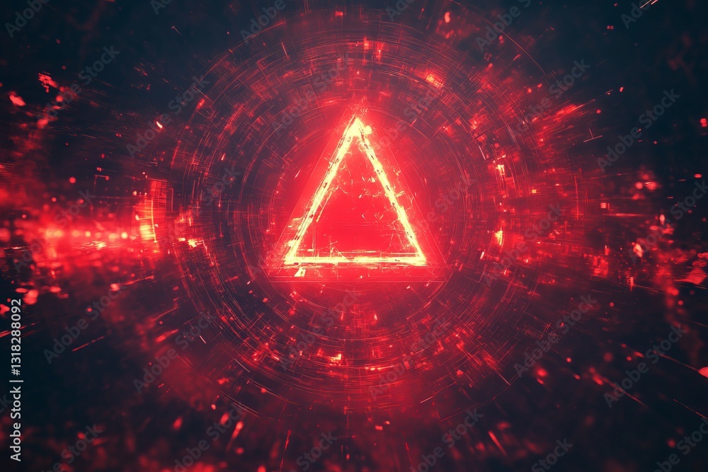Poster this captivating abstract image features a glowing red triangle, set against a dynamic background of