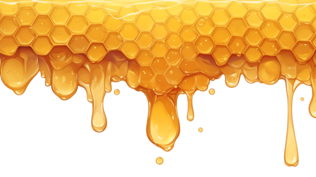 Png Golden Honeycomb Dripping Sweet Nectar Delicious Honey Texture isolated on transparent background