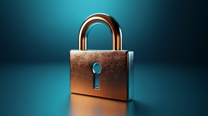 Naklejka premium A stylish metal padlock stands as a symbol of security on a vibrant blue background. This high-quality image captures the essence of protection, privacy, and trust.