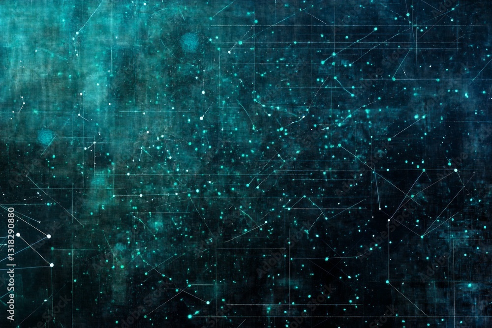Poster abstract digital background with blue and green patterns resembling data matrix and technology