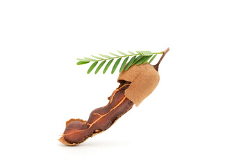 Tamarind has a sweet taste. or sour fruit, healthy natural food, isolated on white background