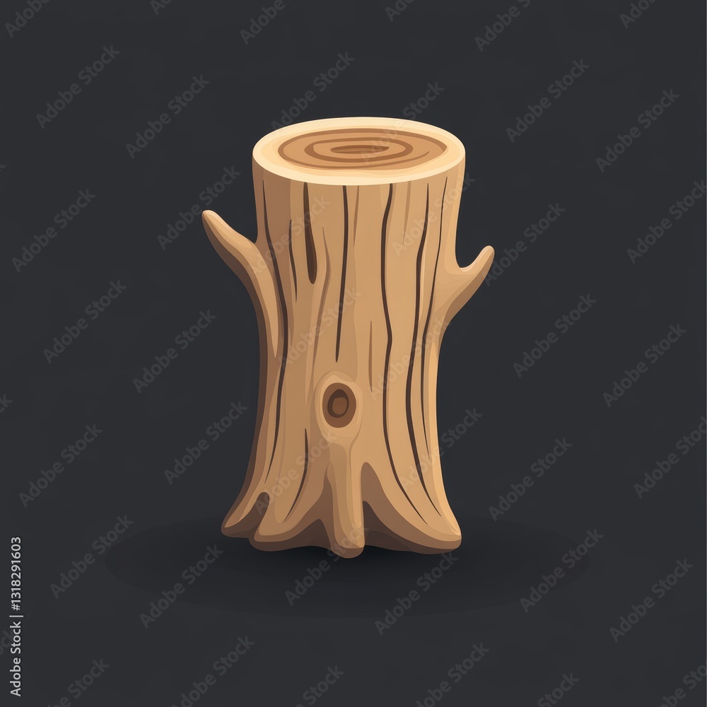 Aufkleber wooden log with a hole in the middle. the log is standing upright and has a rough texture