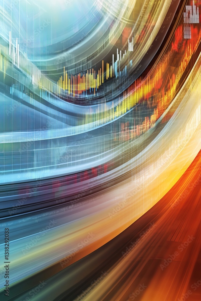 Poster vibrant and dynamic abstract background featuring colorful data visualization elements. ideal for te