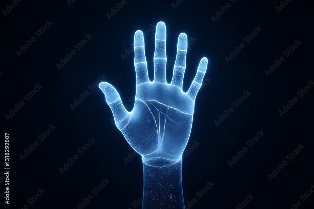 Poster digital hand gesture recognition technology virtual environment 3d image futuristic viewpoint concep