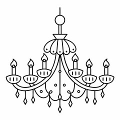Hand-drawn Illustration of a Cute Chandelier with Candles. princess crown vector