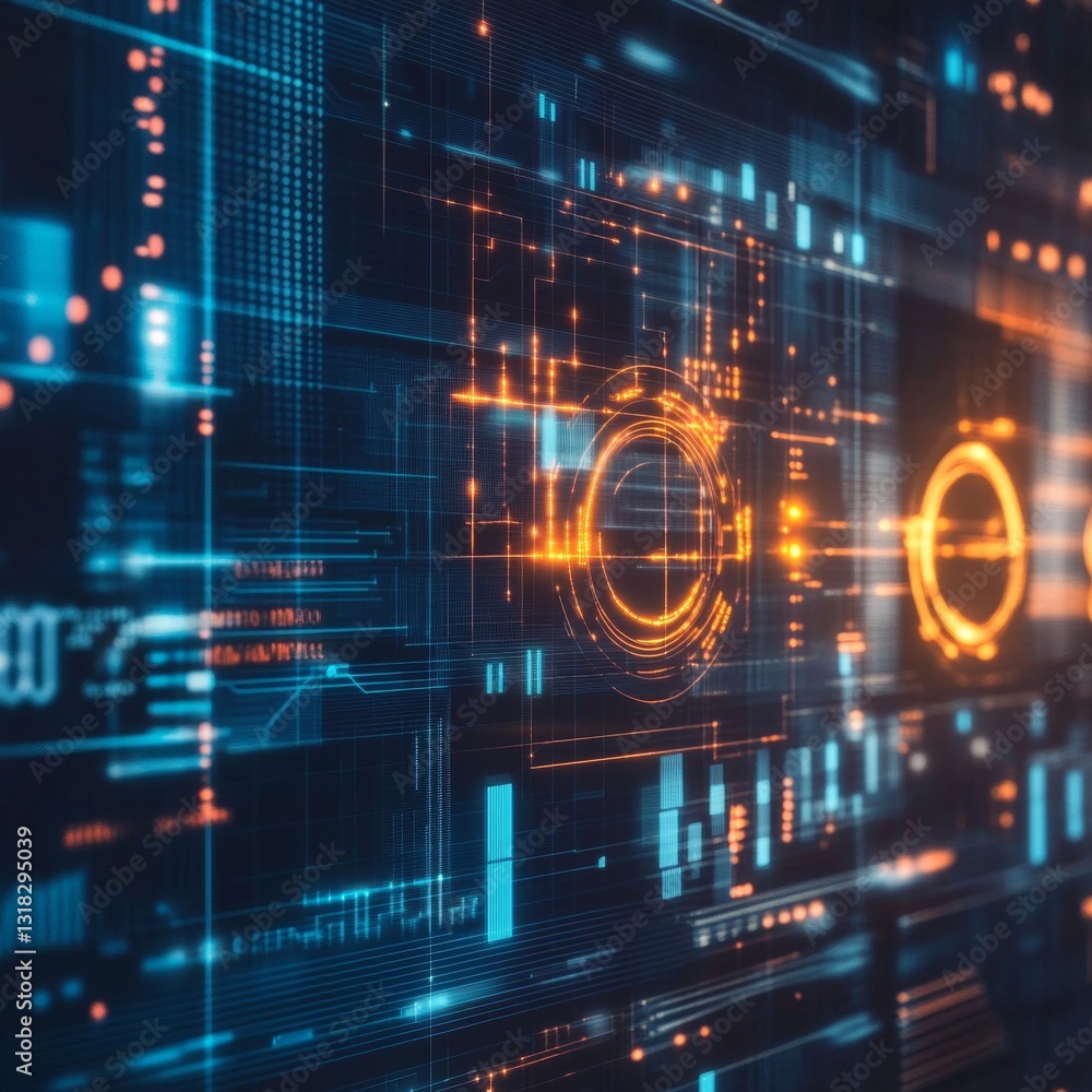 Poster abstract digital technology background with futuristic data visualization and network connections