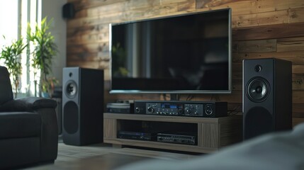 Fototapeta premium A home entertainment system with a visible power source