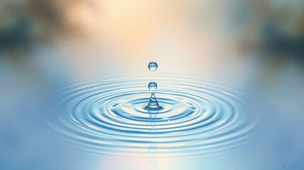 Gentle color contrasts, a dreamlike ambiance, and ripples from a single drop in a pool are all shown in this delicate pastel picture.