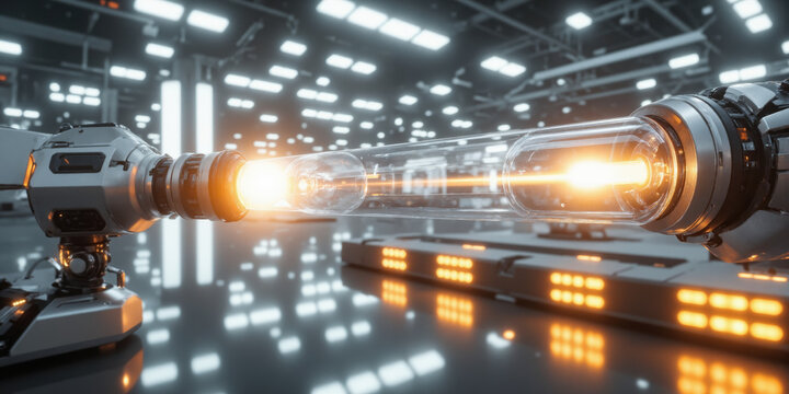 Fusion Energy Clean Power Source Visual concept of fusion energy as a clean and sustainable power source, futuristic fusion reactors generating clean