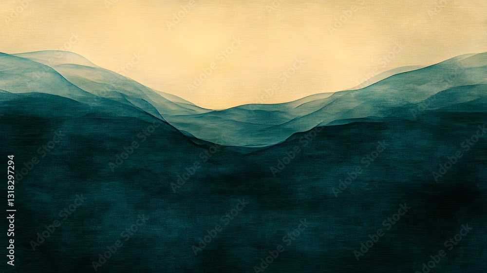 Poster abstract landscape with soft waves of color in tranquil tones