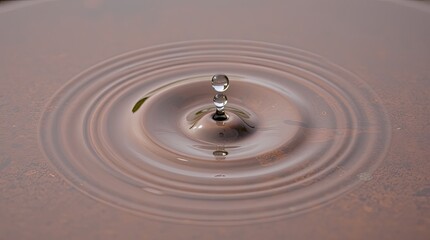 An image of a single drop's ripples in a pool, featuring an old patina finish on a cast bronze surface