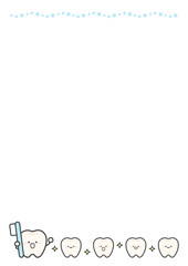 歯と歯ブラシのフレーム、かわいい歯の背景イラスト