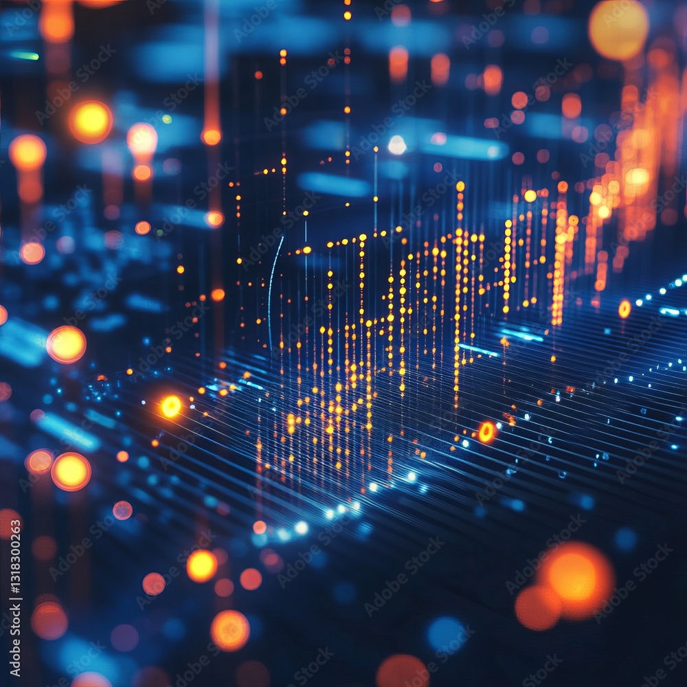 Poster this vibrant abstract digital background showcases colorful data visualization effects with bright l