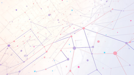 Obraz premium Abstract Network Connections Nodes, Lines, Pastel Colors, Data Visualization