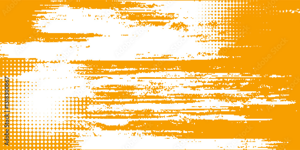 Aufkleber orange grunge abstract background with watercolor texture and halftone pattern vector.