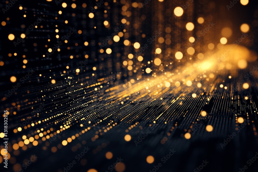 Aufkleber abstract golden particles flowing through a dark background creating a magical atmosphere