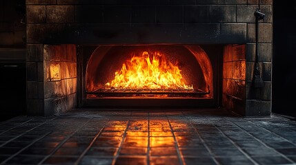 Fiery Heart of the Home: A Rustic Brick Fireplace