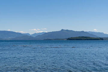 Queen Charlotte Strait blue sky view from Malcolm island