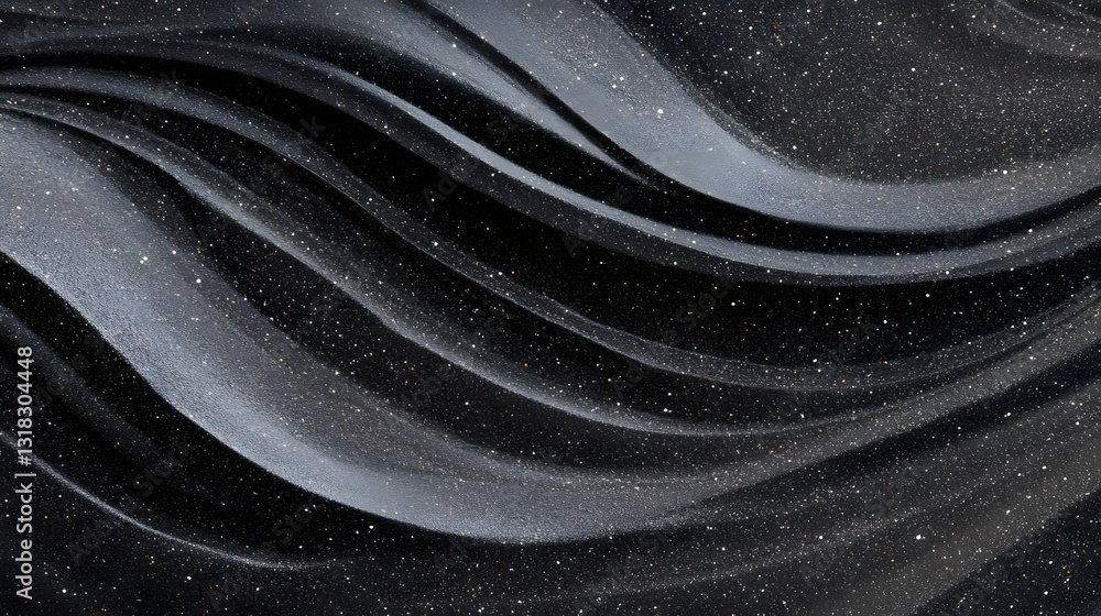 Poster abstract waves of dark texture with shimmering starry elements