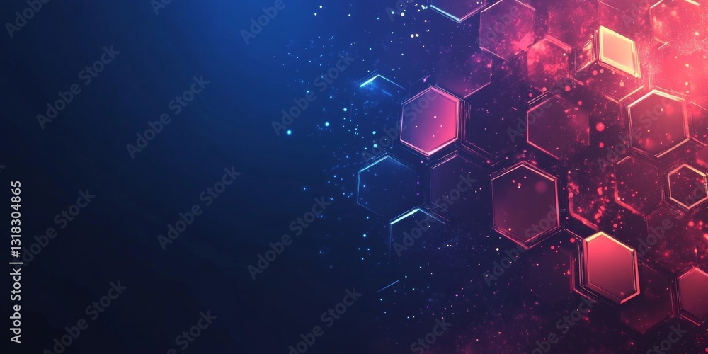 Canvas Prints colorful abstract digital background featuring hexagonal shapes and glowing bright effects