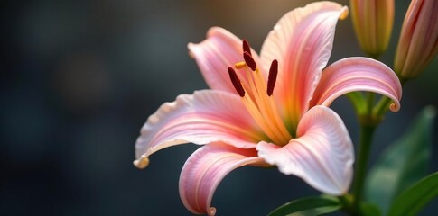 Obraz premium Delicate lily flower with soft texture and intricate details, floral, delicate, photography