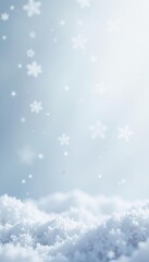 Naklejka premium Glittery snowflakes falling on a white background, icy, sparkly snowfall