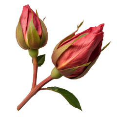 Fototapeta premium Delicate roselle buds resting on a plain transparent background showcasing their vibrant red hues and unique textures, roselle on transparent background