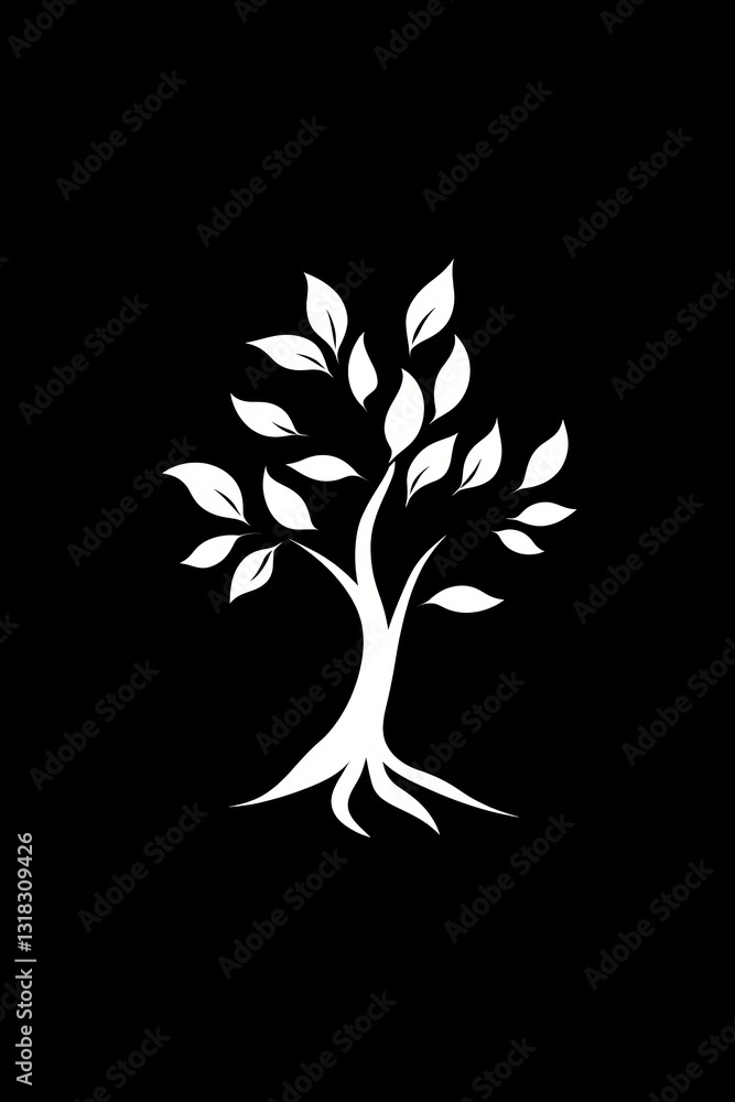 Poster tree with a white trunk and green leaves. the tree is the main focus of the image