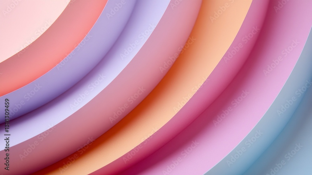 Poster soft pastel colors create a harmonious blend, as layers of paper form gentle curves that evoke creat