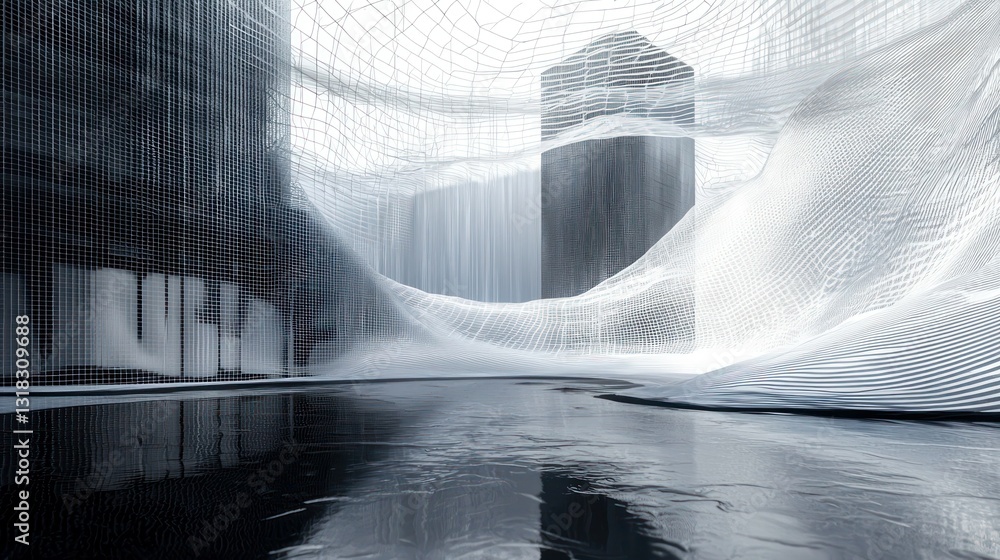 Poster a parametric architecture design displayed on a large screen