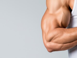 Muscular Arm Close Up Displaying Biceps Triceps Anatomy Strength Fitness Bodybuilding Training Health Wellbeing