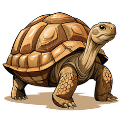 A majestic Galapagos tortoise, its massive dome-like shell prominent, slowly ambles across volcanic terrain.