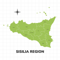Sisilia Region map illustration. Map of the Region in Italy