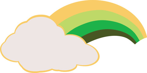 A vibrant rainbow arching above a soft, fluffy cloud in a clear sky.