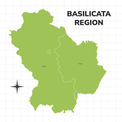 Basilicata Region map illustration. Map of the Region in Italy