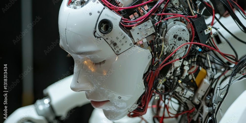 Aufkleber a robotics engineer organizing ai-powered sensors and actuators