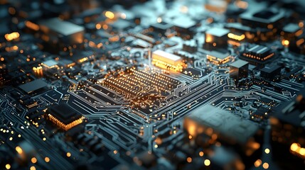 Detailed Motherboard Circuitry Futuristic Technology