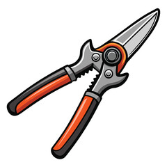 Close-up shot of robust, black-handled pruning shears, showcasing durable construction and sharp blades; ideal for gardening tasks.