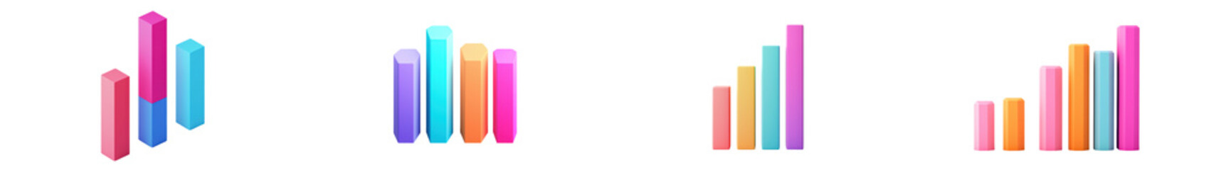 Colorful data visualization elements including bar charts line graphs pie charts and column graphs for business analytics market research financial reporting and information presentation