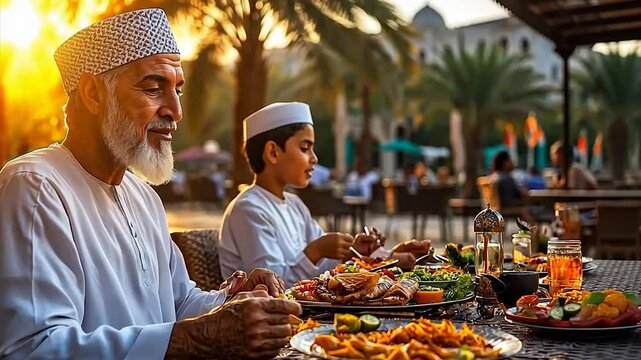 Sunset Dinner with Family in Middle East