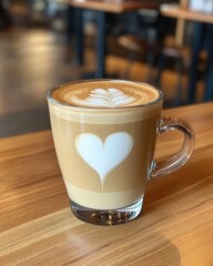 Latte art heart and leaf