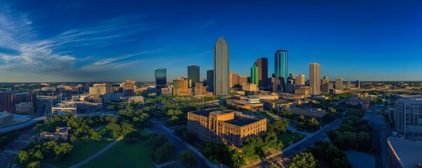 Fototapeta premium A panoramic aerial view of a modern city skyline
