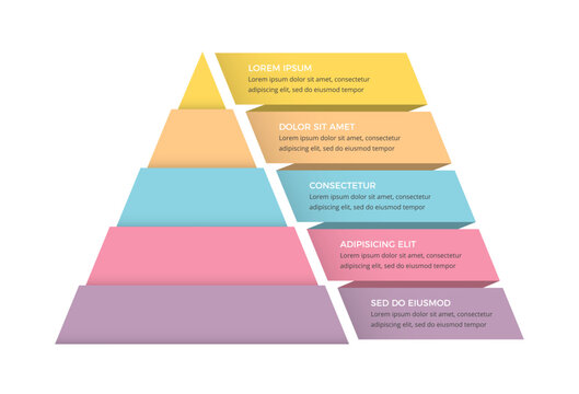Five-stage pyramidal chart, infographic template, vector eps10 illustration
